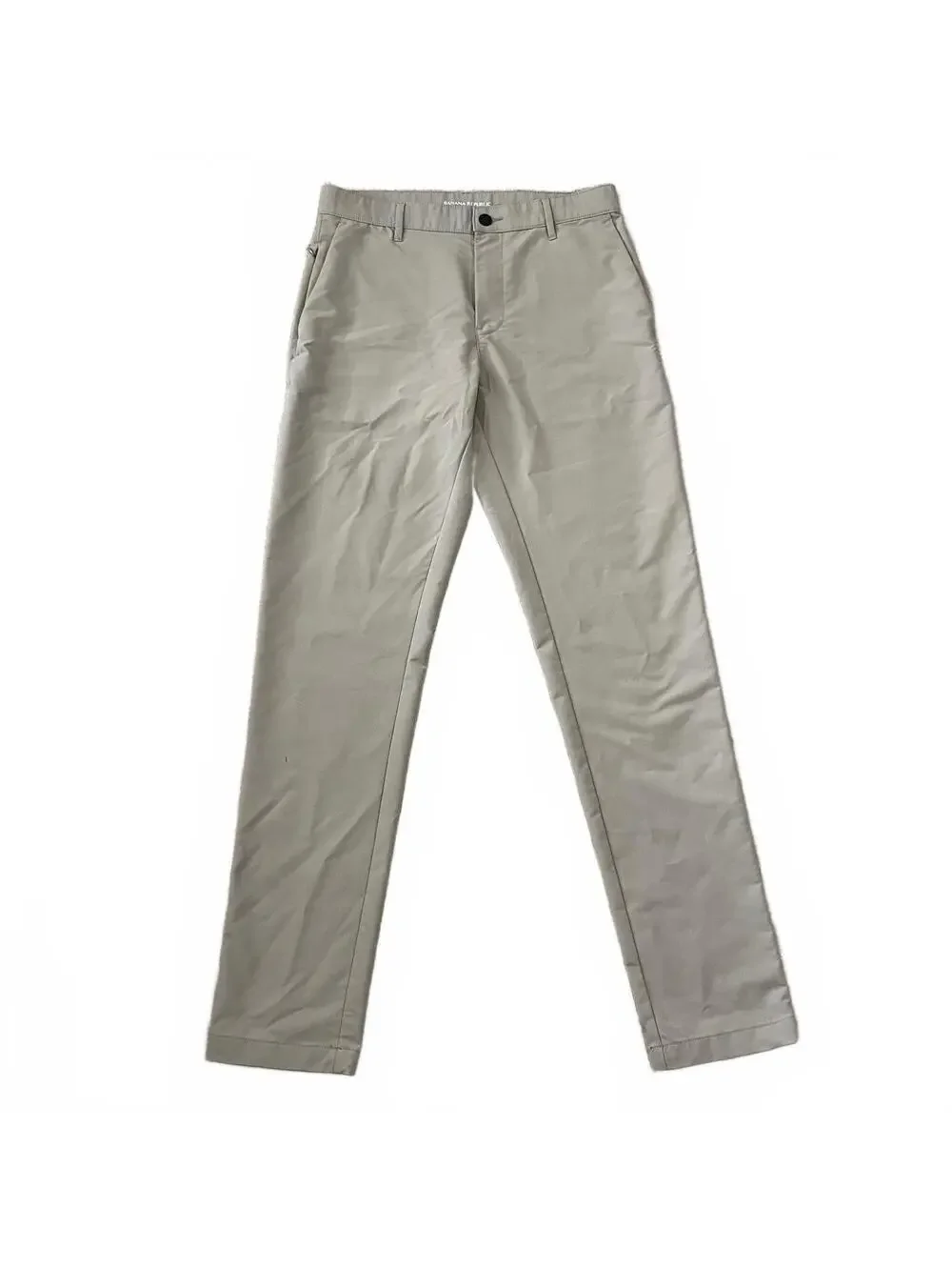 Banana Republic Mens Performance Stretch Pants 32x34 Tan Slim Flat Front